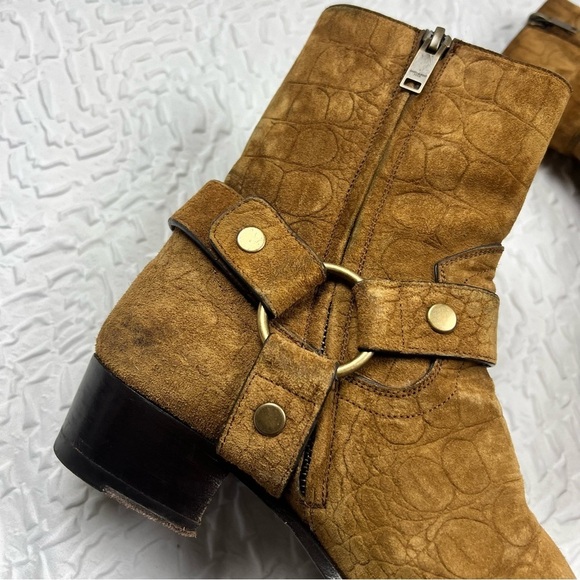 Saint Laurent Men's Wyatt Croc Embossed Harness Boots - Picture 4 of 13
